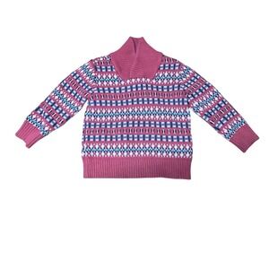 Tea Collection Kids XS 2-3 Fair Isle Knit Sweater Mock Neck/Turtleneck Pullover